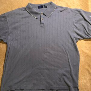 American Khakis by Van Heusen Men LG Gray 'Ruger'‎ Embroidered Golf Polo Top (E)